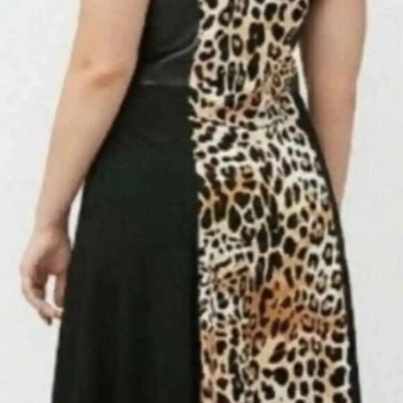Faux Leather Short Sleeve Leopard Print Dress from Lane Bryant, Awesome Look - Picture 4 of 6